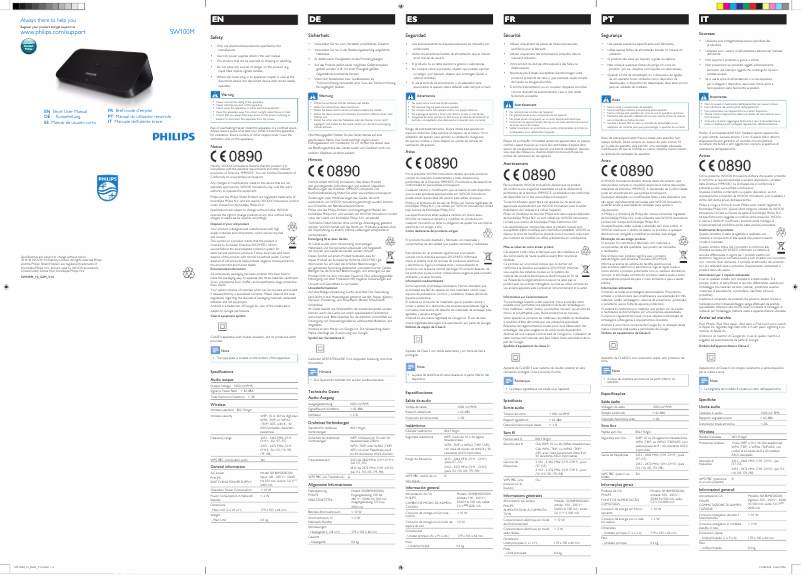 Page n°1 - Guide de démarrage rapide Philips SW100M