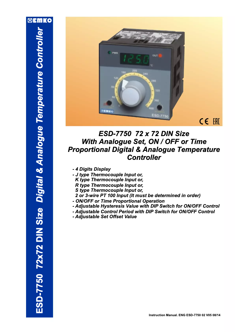 Page 1 de la notice Manuel utilisateur Emko ESD-7750