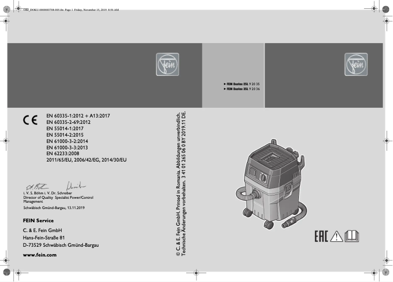 Page n°1 - Manuel utilisateur Fein Dustex 25