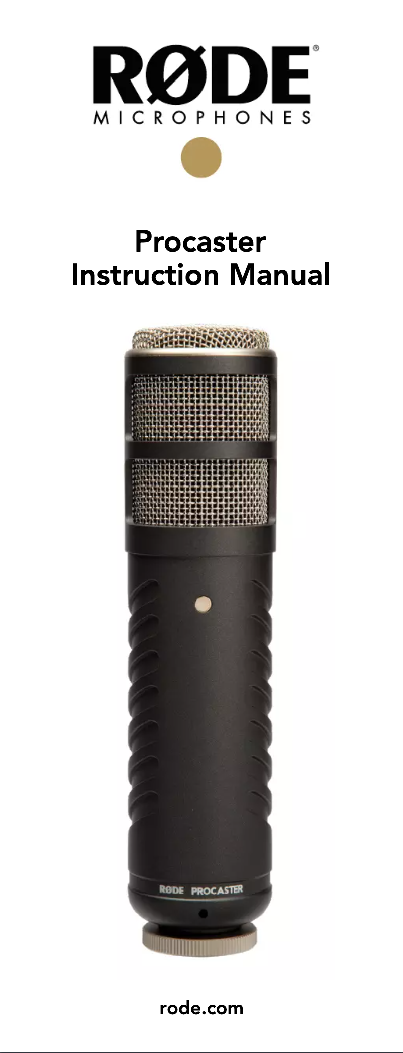 Page n°1 - Manuel utilisateur Røde Procaster