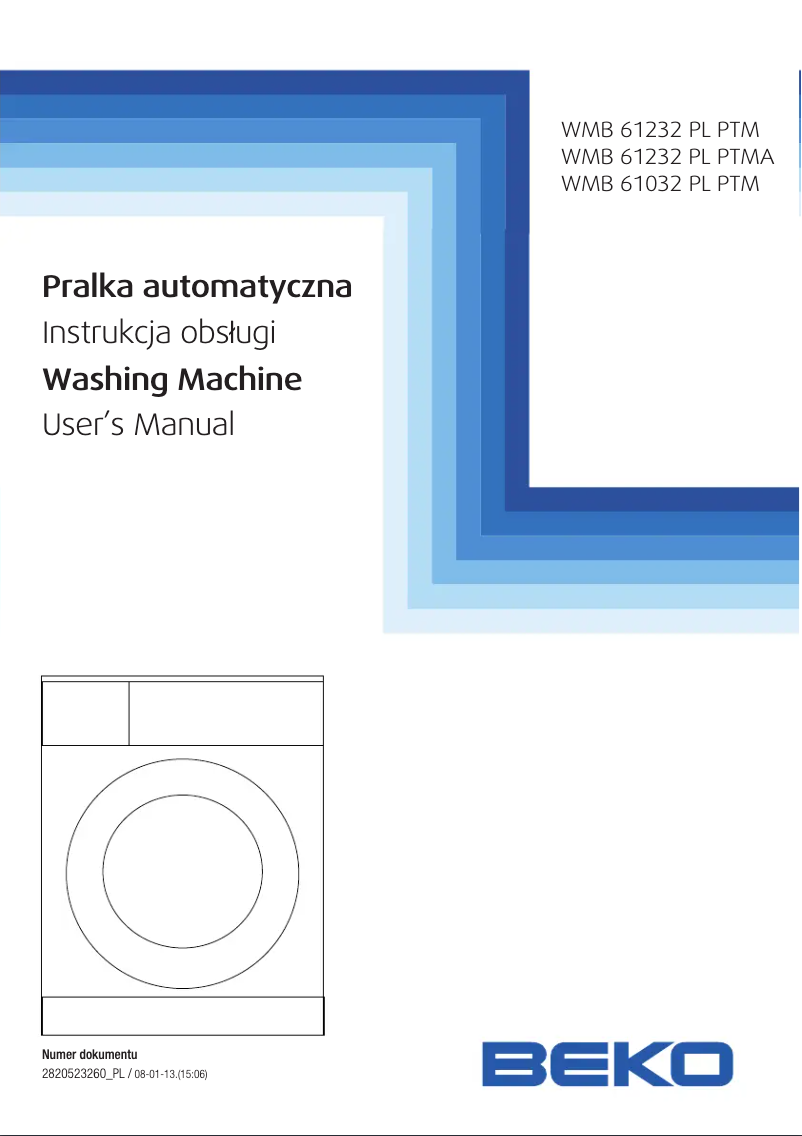 Page 1 de la notice Manuel utilisateur Beko WMB 61232 PL PTM