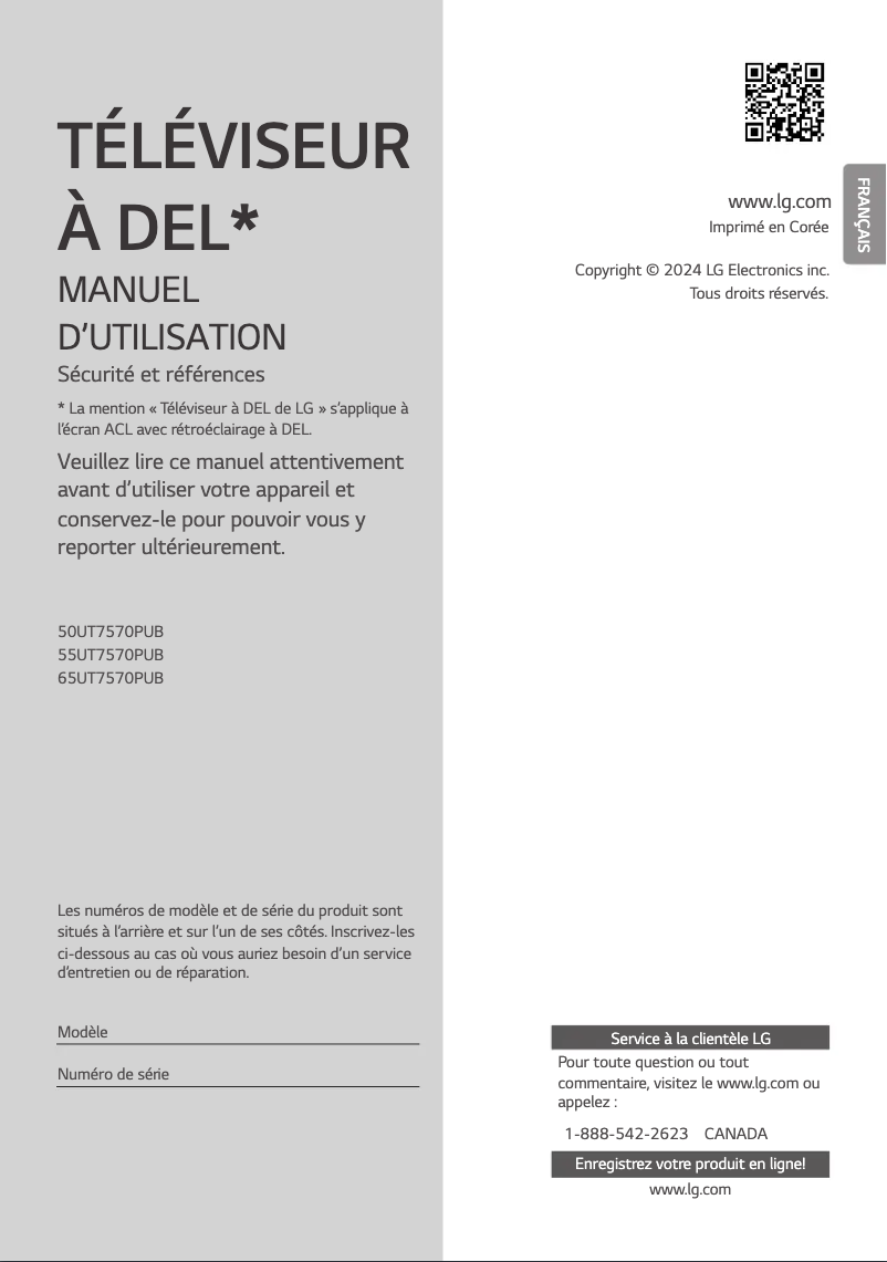 Page n°1 - Manuel utilisateur LG 55UT7570PUB