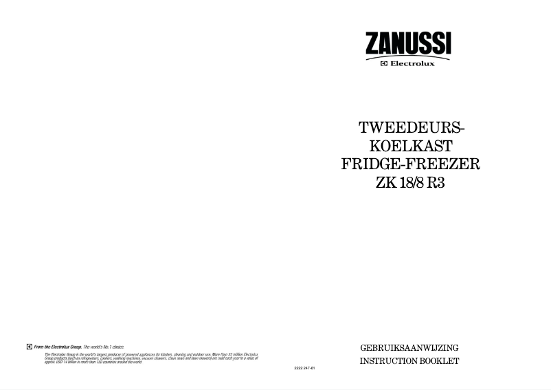 Page n°1 - Manuel utilisateur Zanussi ZK 18/8 r3