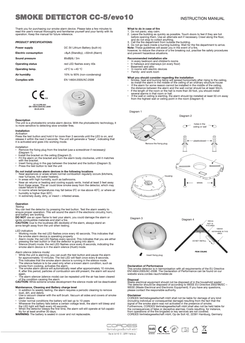Page n°1 - Manuel utilisateur Cordes CC-5/evo10
