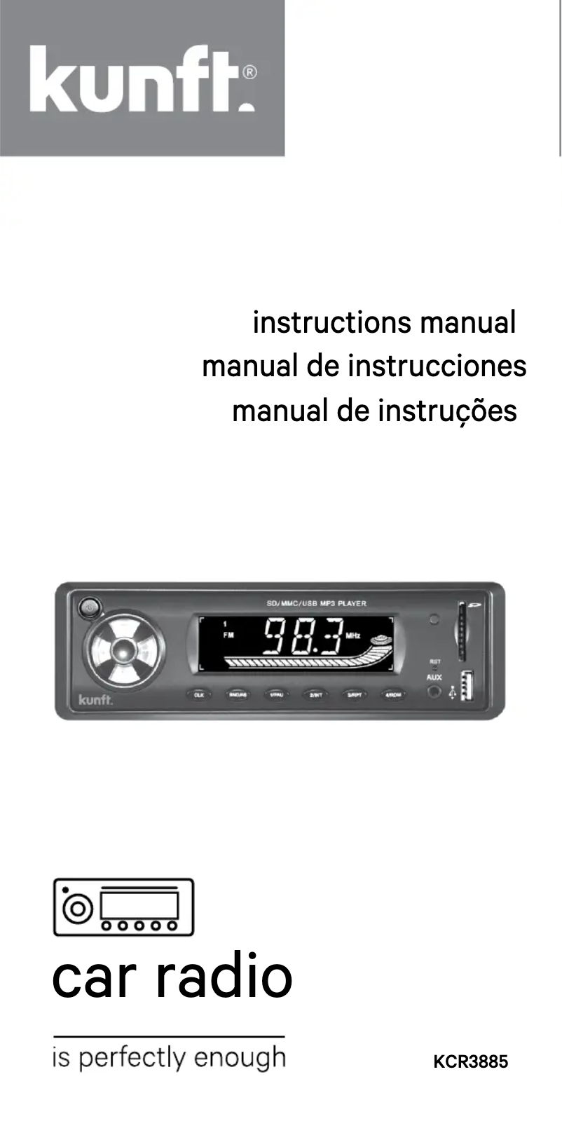 Page n°1 - Manuel utilisateur Kunft KCR3885
