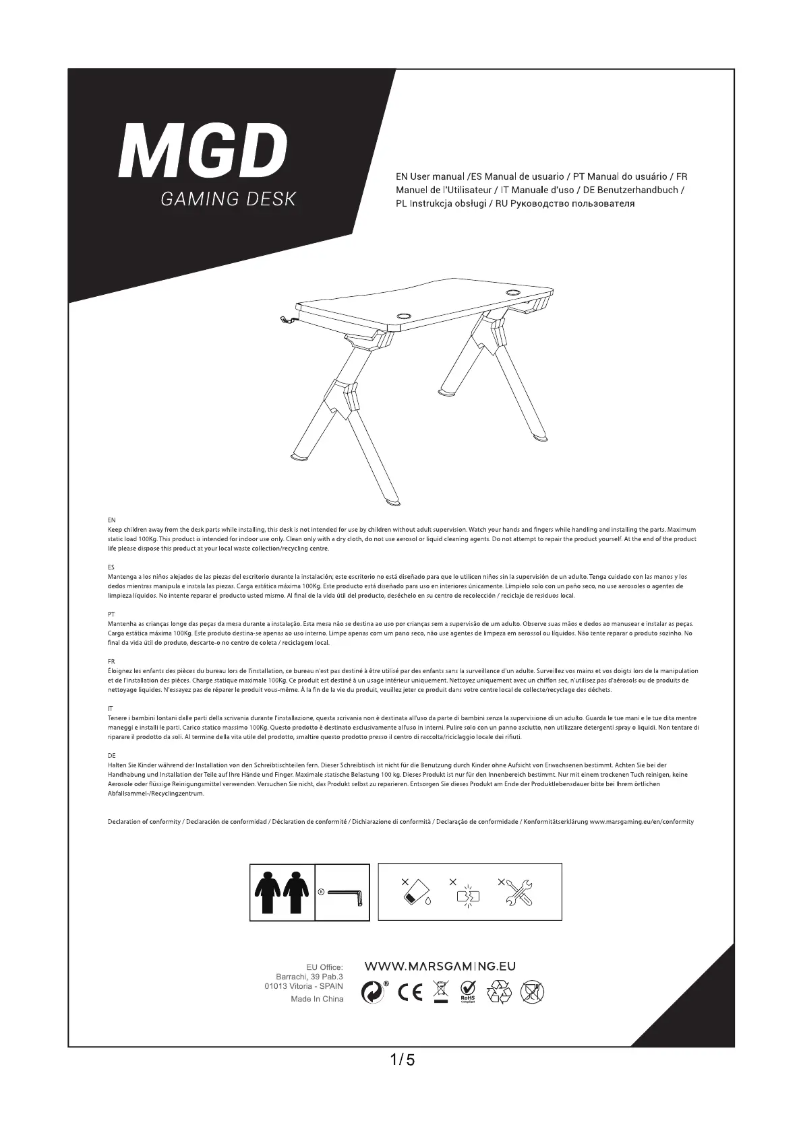 Page 1 de la notice Manuel utilisateur Mars Gaming MGD