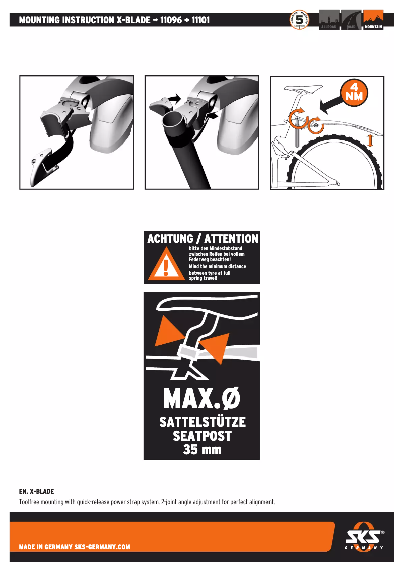 Image de la première page du manuel de l'appareil X-BLADE 26+27,5 ZOLL