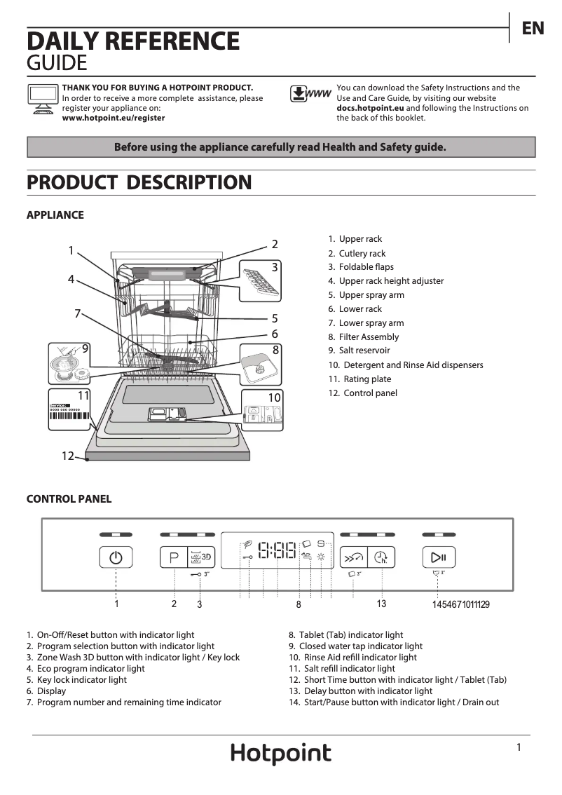 Page 1 de la notice Manuel utilisateur Hotpoint HFO 3C23 WF UK