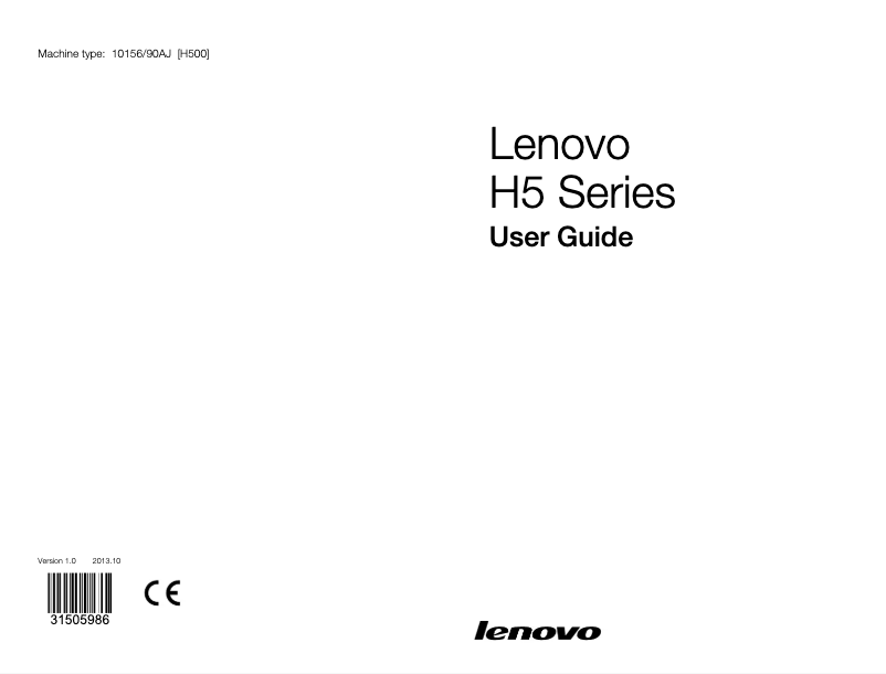 Page n°1 - Manuel utilisateur Lenovo IdeaCentre H500