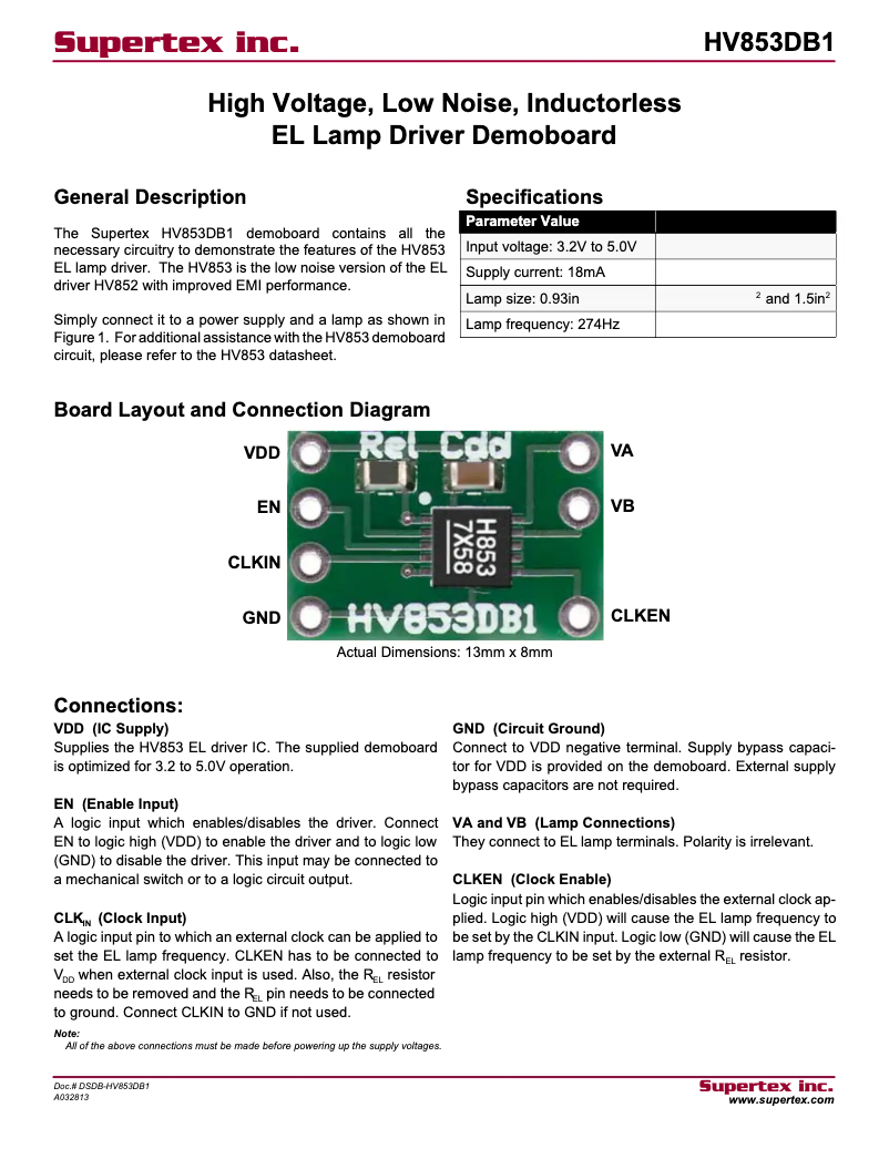 Page 1 de la notice Manuel utilisateur Microchip HV853DB1