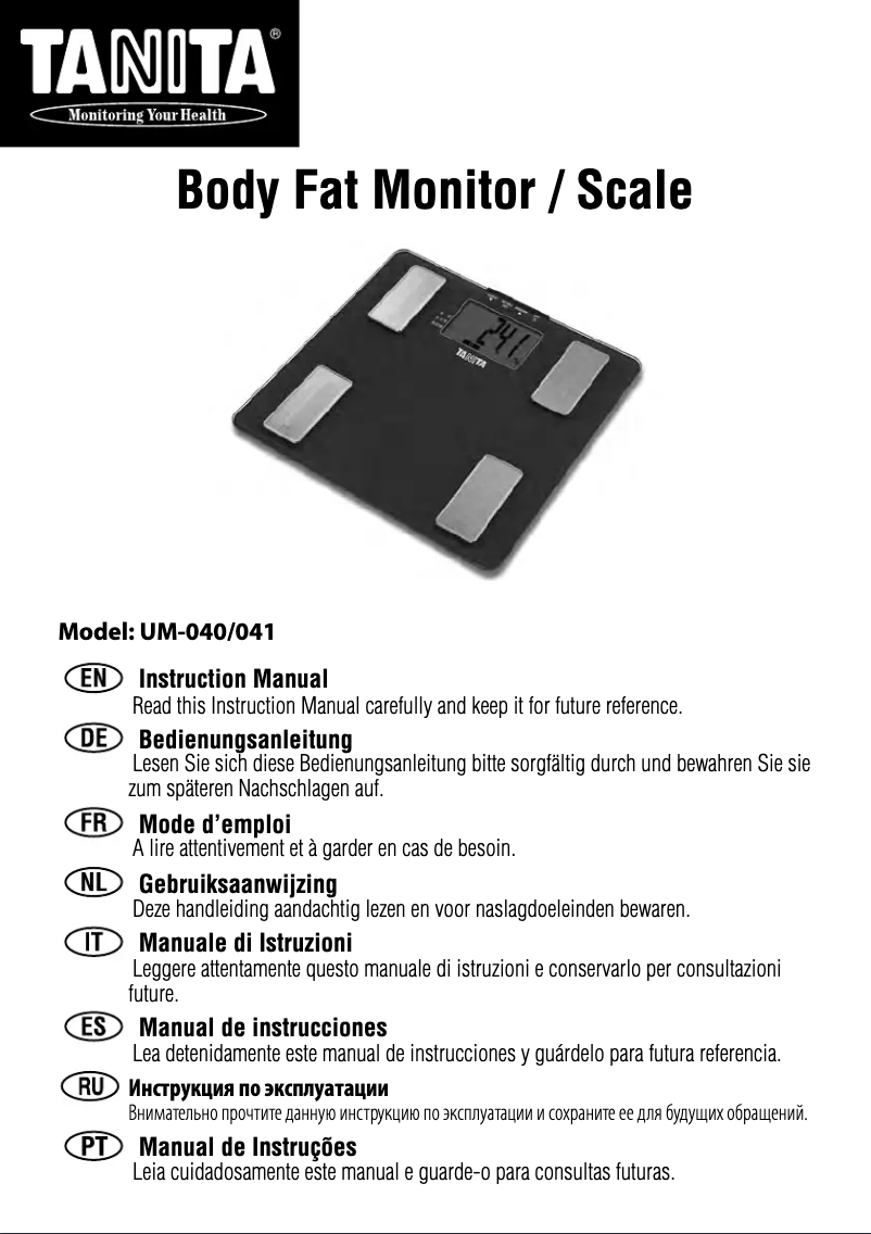 Página 1 del manual Manual de usuario Tanita UM-041