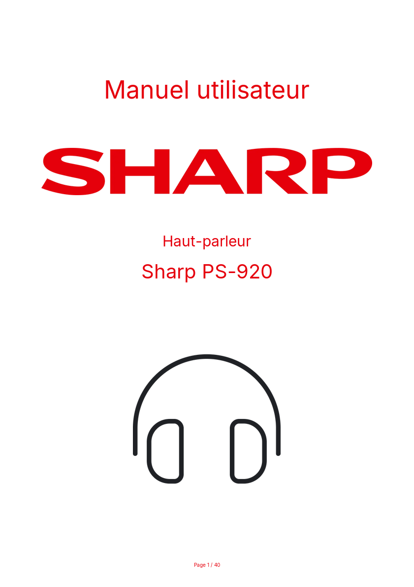 Page n°1 - Manuel utilisateur Sharp PS-920