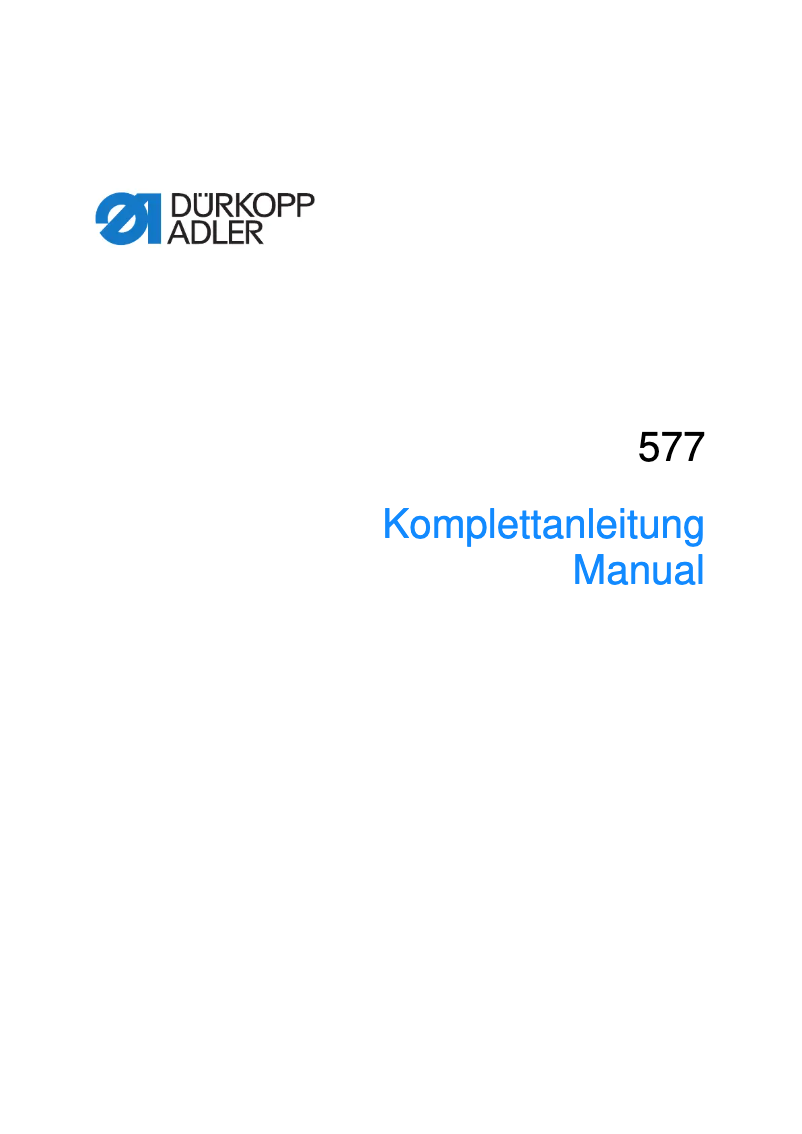 Page n°1 - Manuel utilisateur Dürkopp Adler 577