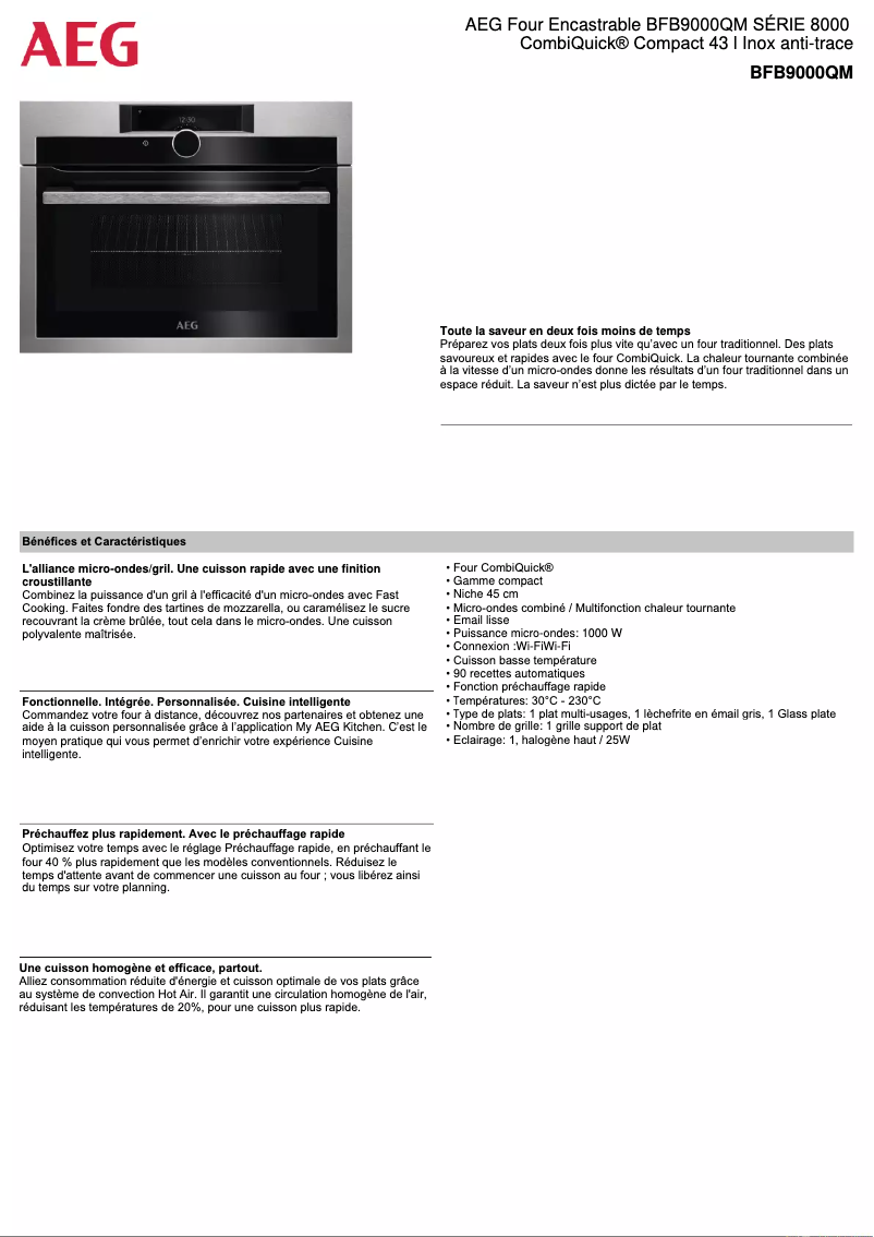 Page n°1 - Fiche technique AEG BFB9000QM