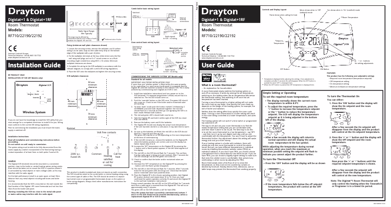 Page 1 de la notice Manuel utilisateur Drayton Digistat+1