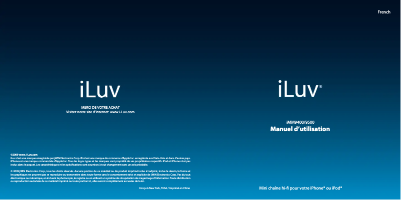Page 1 de la notice Manuel utilisateur iLuv iMM9400