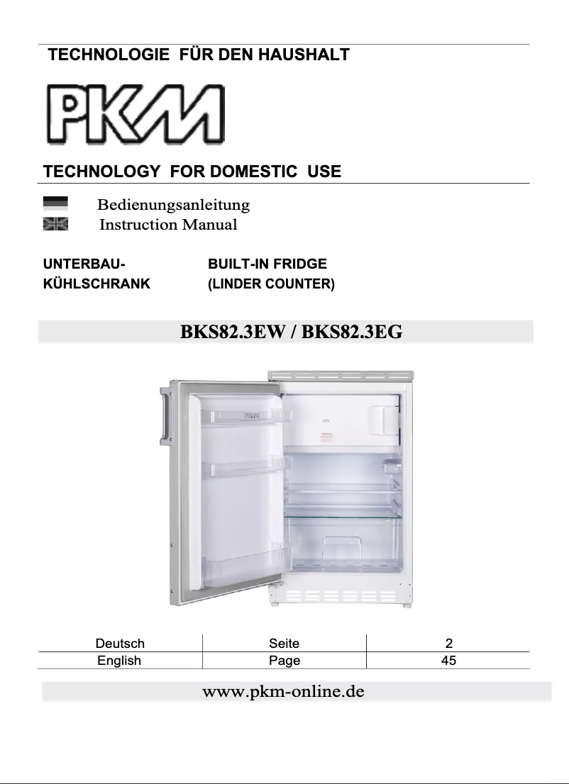 Page 1 de la notice Manuel utilisateur PKM BKS82.3EG