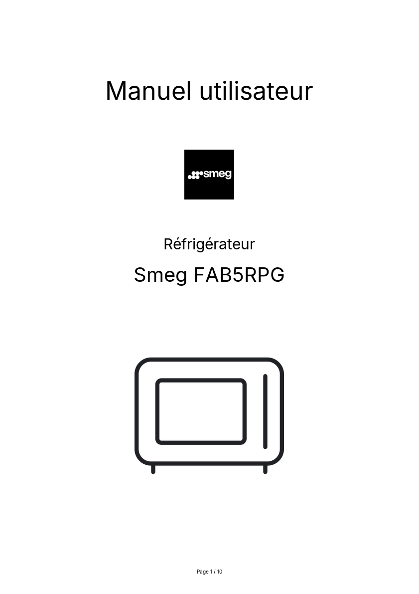 Page n°1 - Manuel utilisateur Smeg FAB5RPG