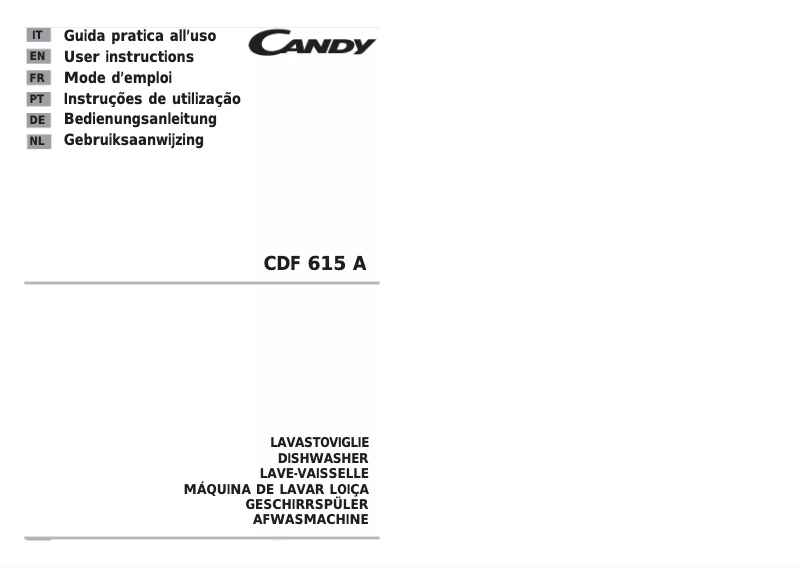 Page 1 de la notice Manuel utilisateur Candy CDF 615A-85S