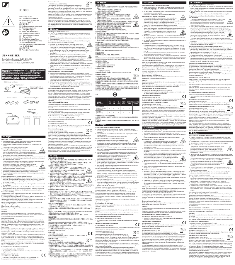 Página 1 del manual Instrucciones de seguridad Sennheiser IE 300