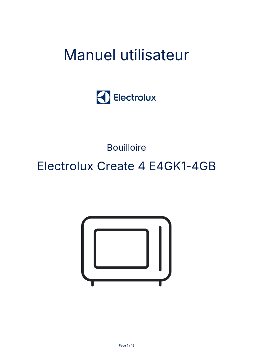 Page n°1 - Manuel utilisateur Electrolux Create 4 E4GK1-4GB
