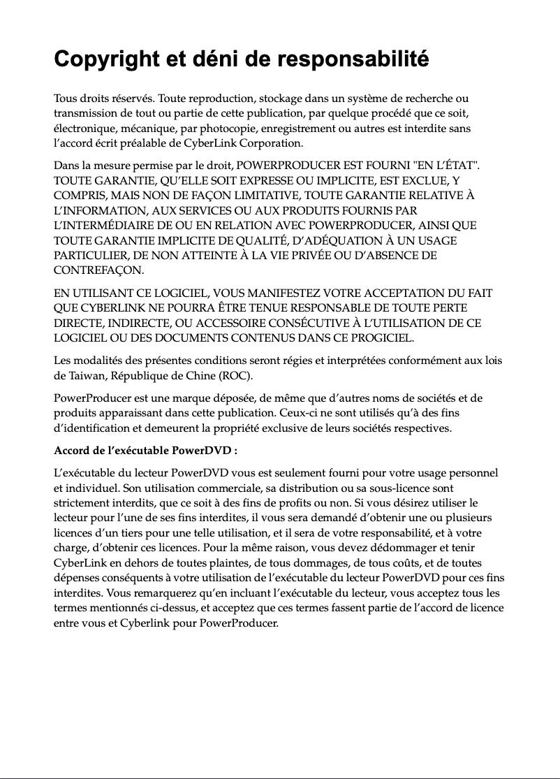 Page 1 de la notice Manuel utilisateur Cyberlink PowerProducer 1.0
