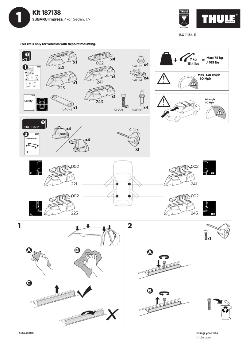 Página 1 del manual Manual de usuario Thule Kit 187138