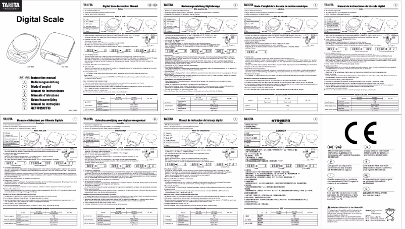 Page 1 of the manual User Manual Tanita KD-407