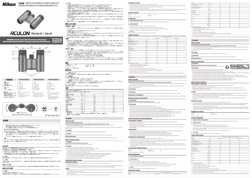 Page 1 de la notice Manuel utilisateur Nikon ACULON T02