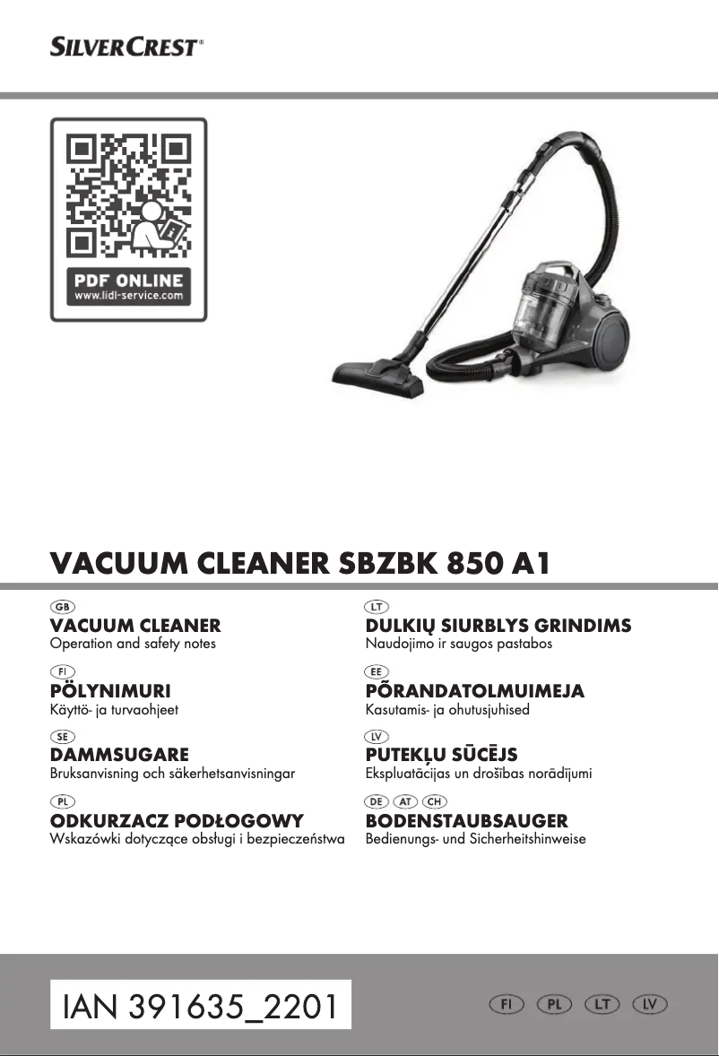 Page 1 de la notice Manuel utilisateur SilverCrest SBZBK 850 A1