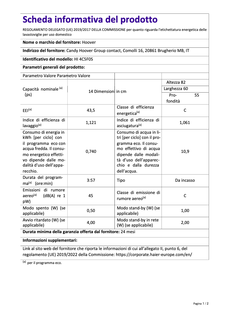 Image de la première page du manuel de l'appareil HI 4C5F0S