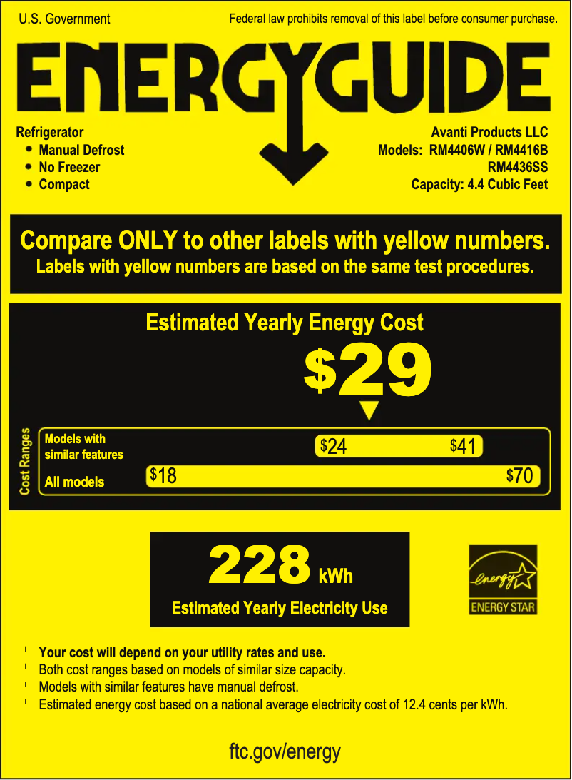 Page n°1 - Label énergétique Avanti RM46J0W