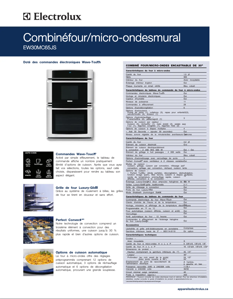 Página 1 del manual Ficha técnica Electrolux EW30MC65JS