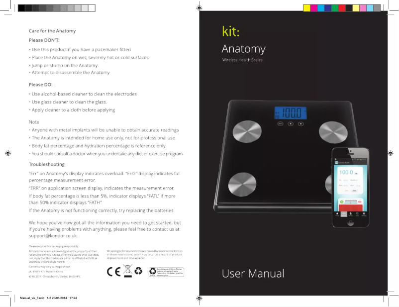Image de la première page du manuel de l'appareil Anatomy