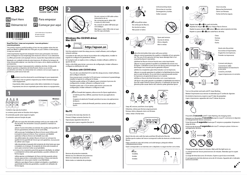 Page 1 de la notice Guide d'installation Epson L382
