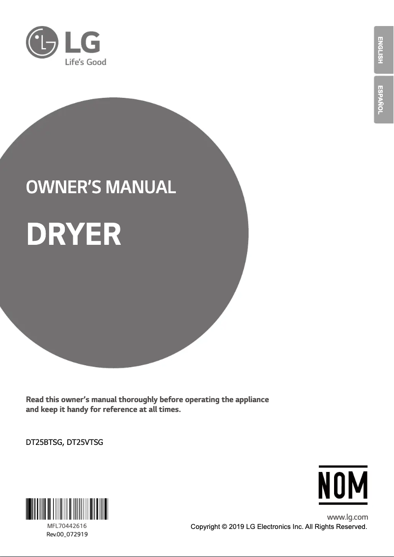Page 1 de la notice Manuel utilisateur LG DT25VTSG