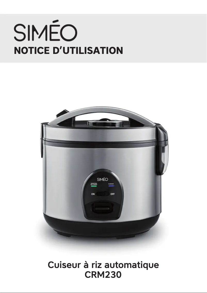 Page n°1 - Manuel utilisateur Siméo CRM230