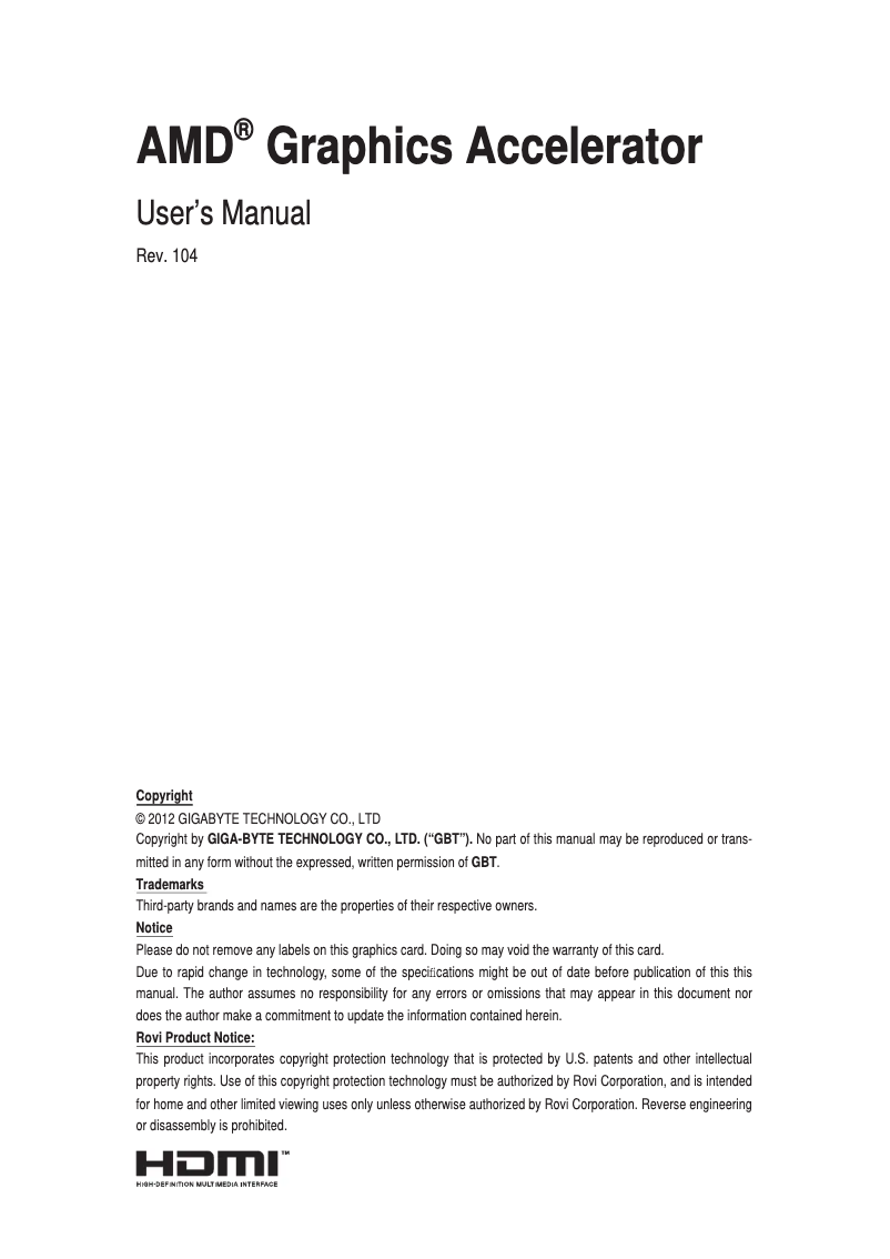 Page n°1 - Manuel utilisateur Gigabyte GV-R487-512H-B
