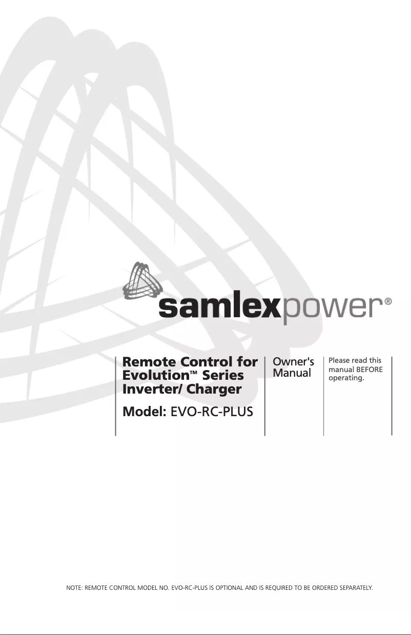 Page n°1 - Manuel utilisateur Samlex EVO-RC-PLUS