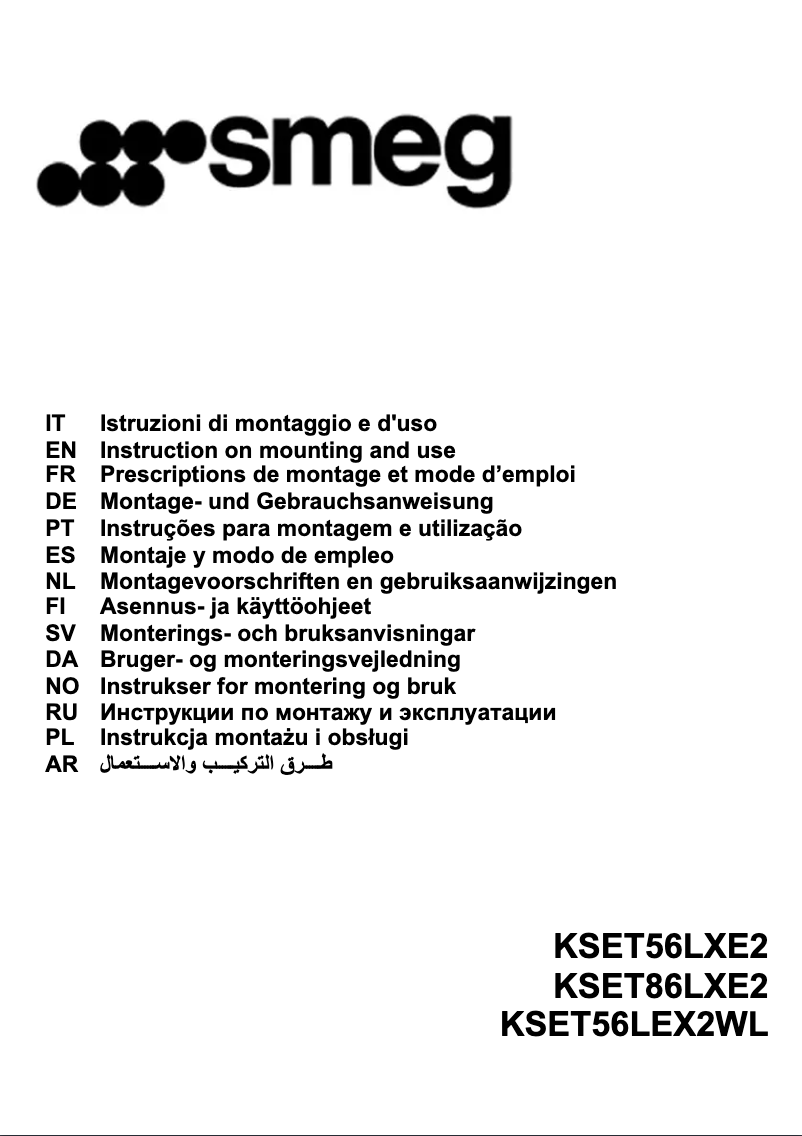 Page 1 de la notice Manuel utilisateur Smeg KSET86LXE2