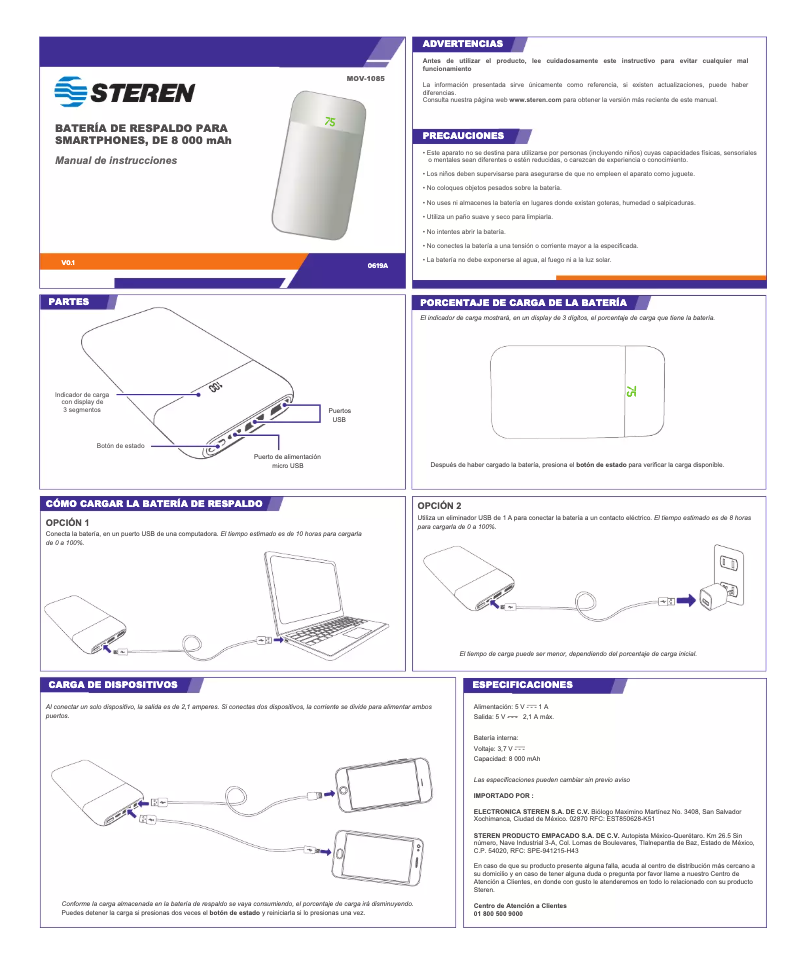 Page 1 de la notice Manuel utilisateur Steren MOV-1085