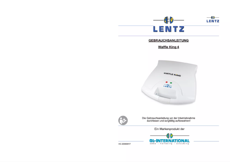 Page n°1 - Manuel utilisateur Lentz Waffle King 4