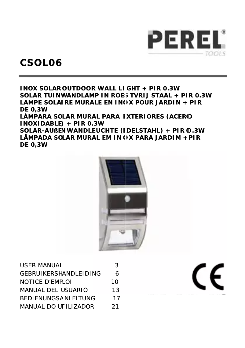 Page n°1 - Manuel utilisateur Perel CSOL06
