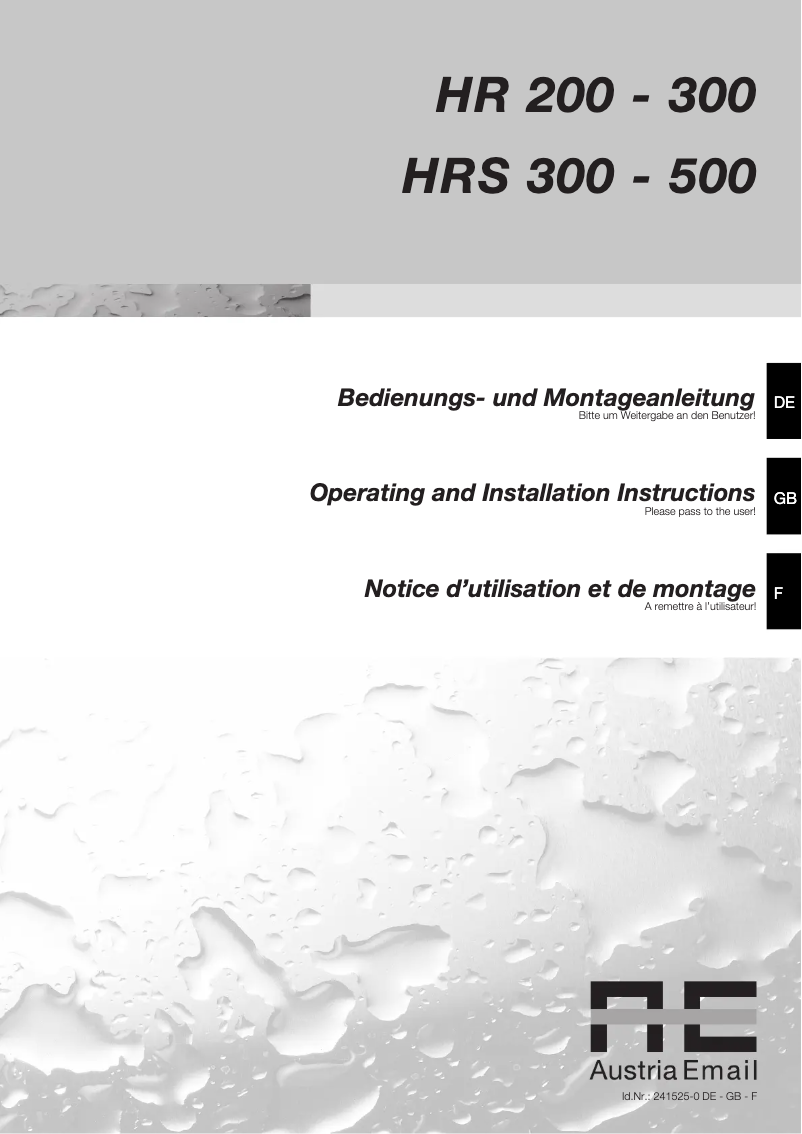 Page 1 de la notice Manuel utilisateur Panasonic HRS 300