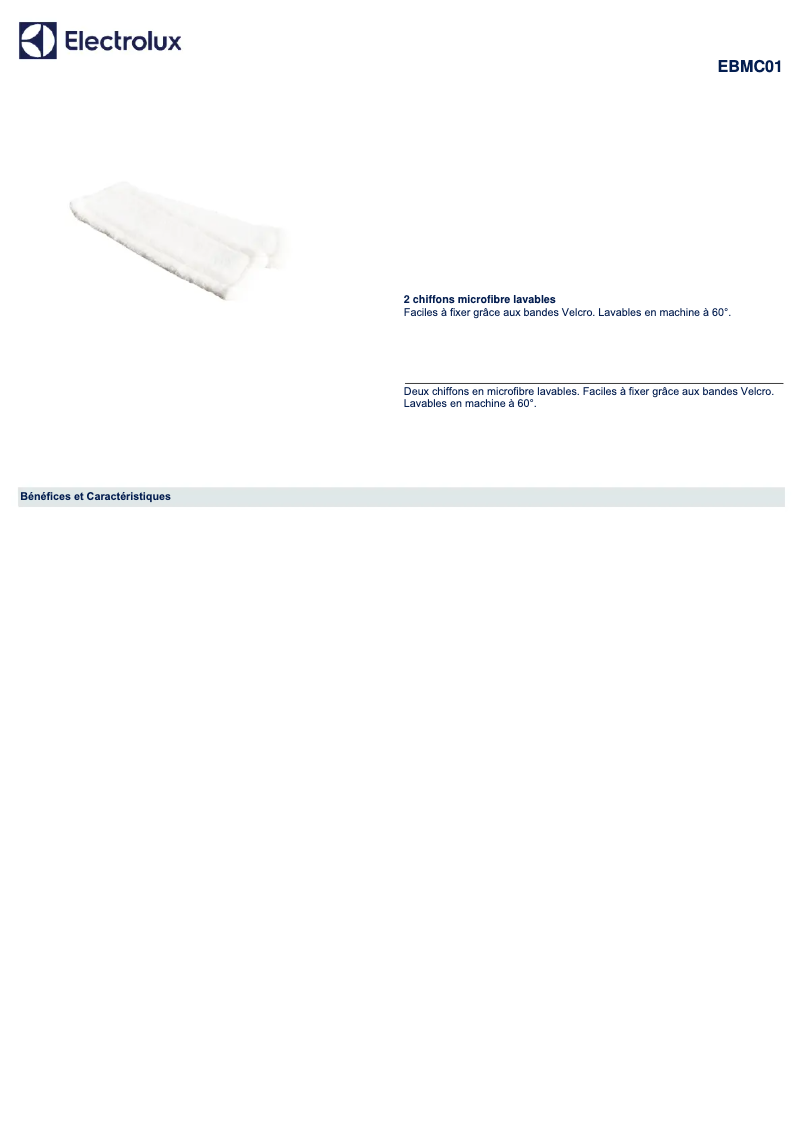 Page 1 de la notice Manuel utilisateur Electrolux EBMC01