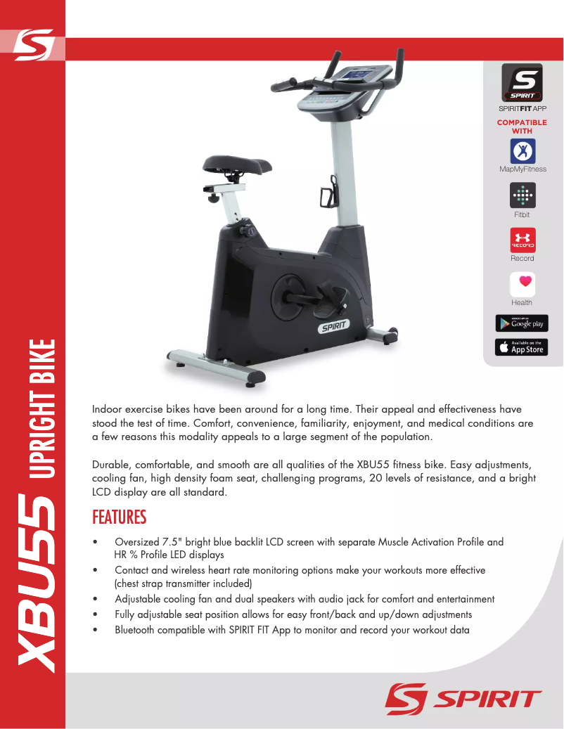 Page 1 de la notice Fiche technique Spirit Fitness XIC600