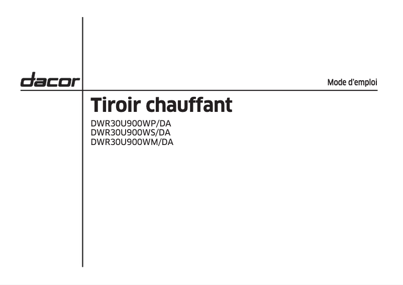 Page 1 de la notice Manuel utilisateur Samsung DWR30U900WM