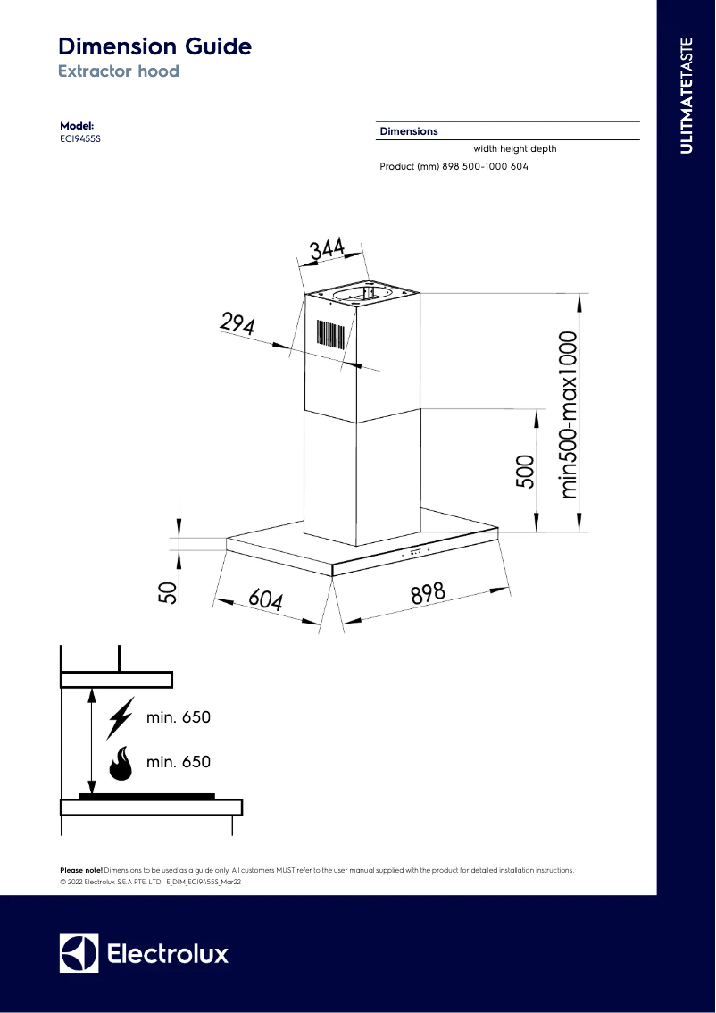 Página 1 del manual Dibujo técnico Electrolux ECI9455S