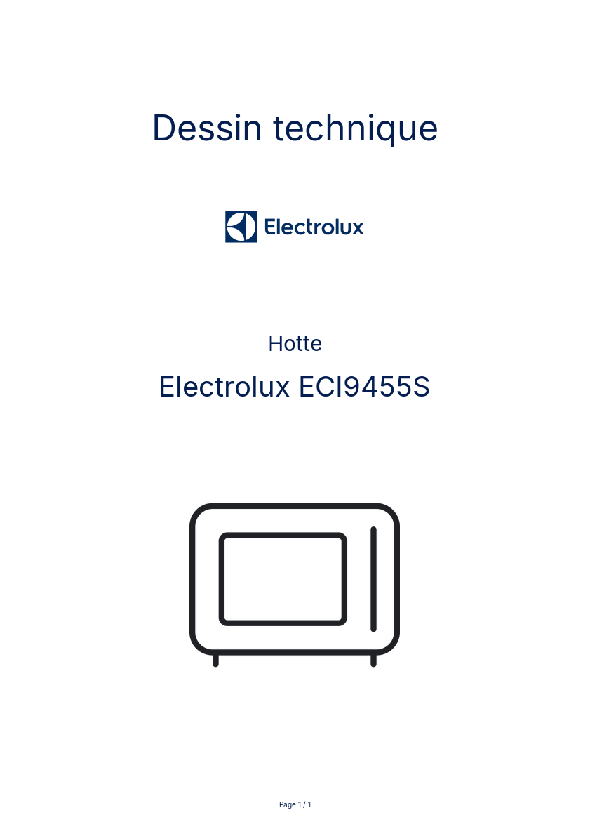 Page n°1 - Dessin technique Electrolux ECI9455S