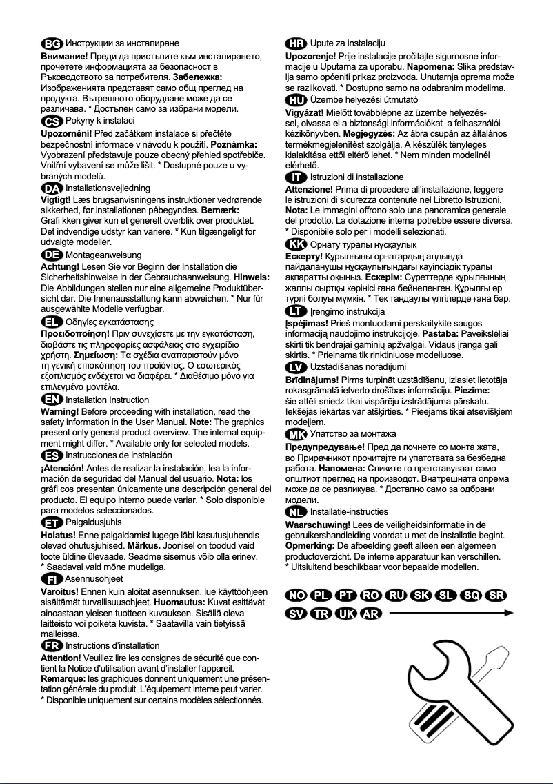 Page n°1 - Guide d'installation Electrolux LNT3FE34W3